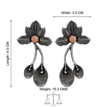 Bud Flower oxidized stud earrings (Light Orange)