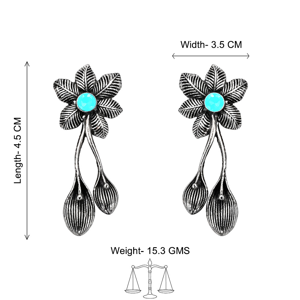 Bud Flower oxidized stud earrings (Mint)