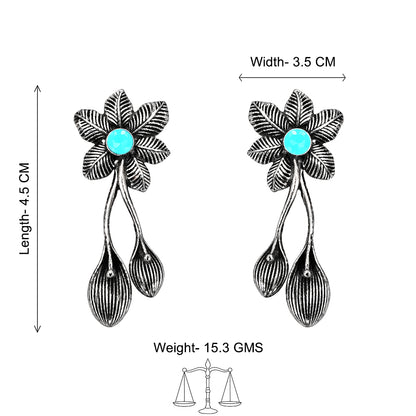 Bud Flower oxidized stud earrings (Mint)