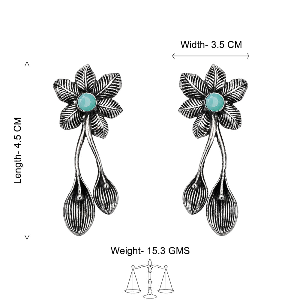 Bud Flower oxidized stud earrings (Mint)