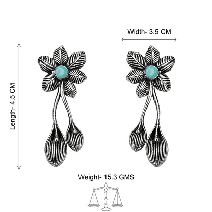 Bud Flower oxidized stud earrings (Mint)