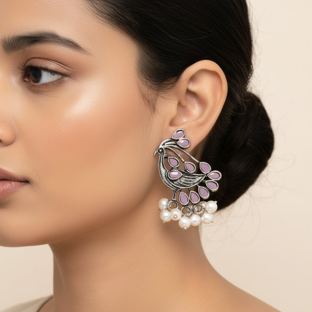 Chirpy Charm Stud earrings (Baby Pink)