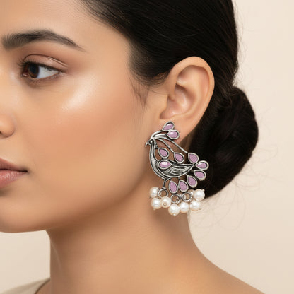 Chirpy Charm Stud earrings (Baby Pink)