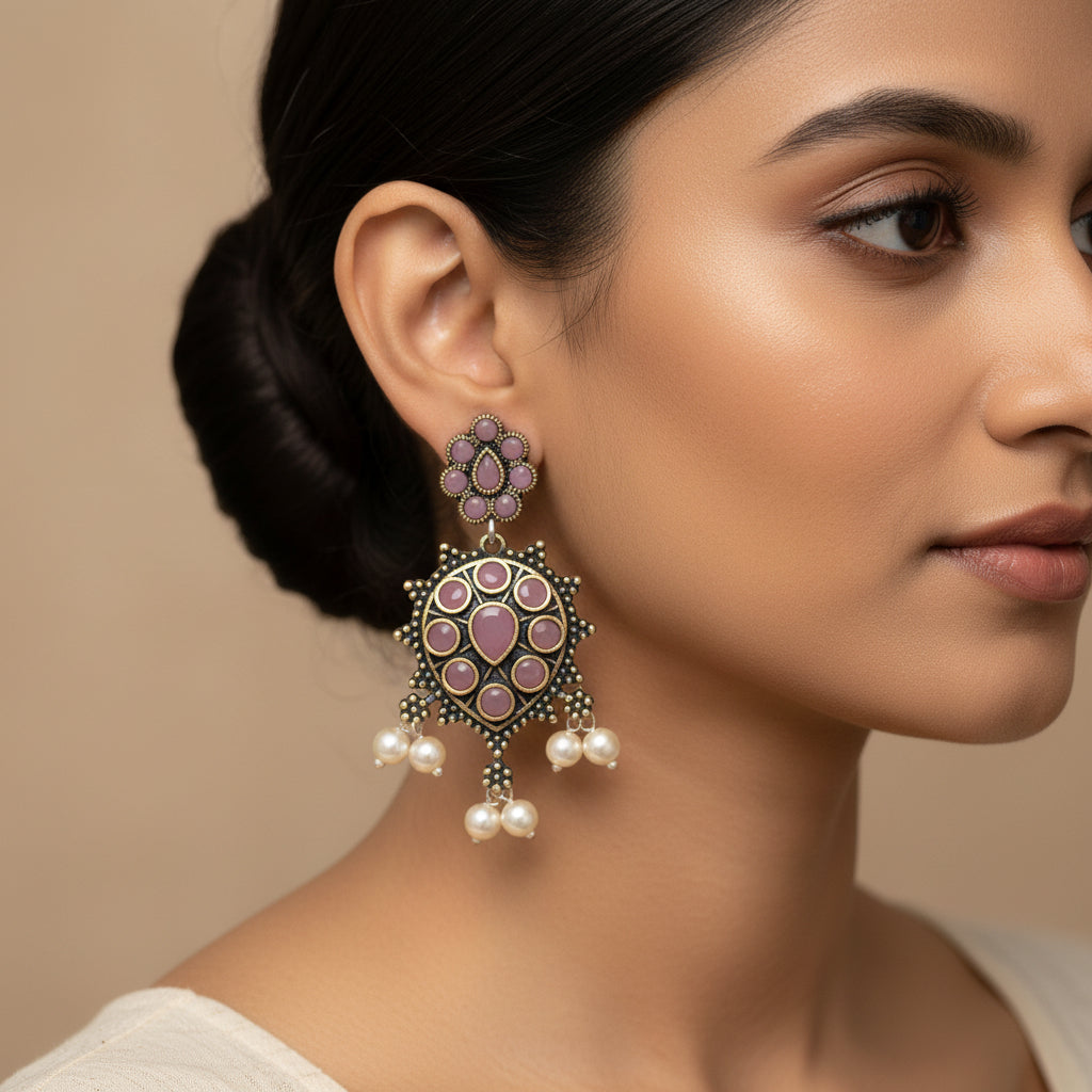 Drop Radiance dangler earrings (Baby Pink)