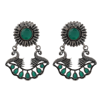 Marigold gem stone studded dangler earrings (Green)