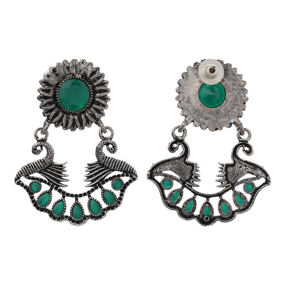 Marigold gem stone studded dangler earrings (Green)