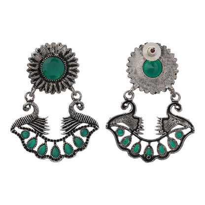 Marigold gem stone studded dangler earrings (Green)
