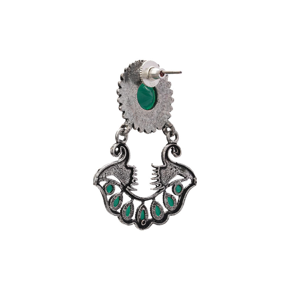 Marigold gem stone studded dangler earrings (Green)