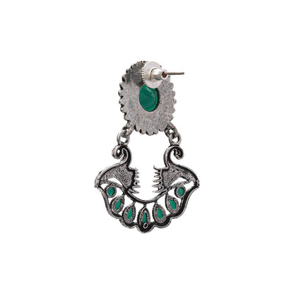Marigold gem stone studded dangler earrings (Green)