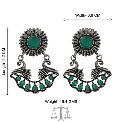 Marigold gem stone studded dangler earrings (Green)