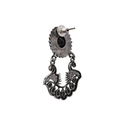 Marigold gem stone studded dangler earrings (Black)