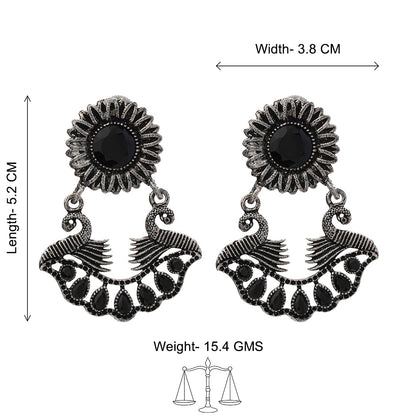 Marigold gem stone studded dangler earrings (Black)