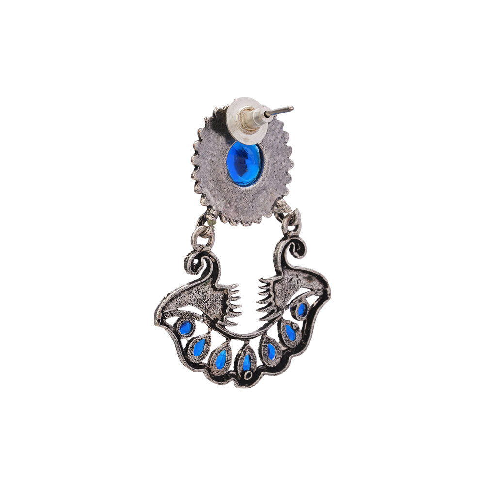 Marigold gem stone studded dangler earrings (Blue)