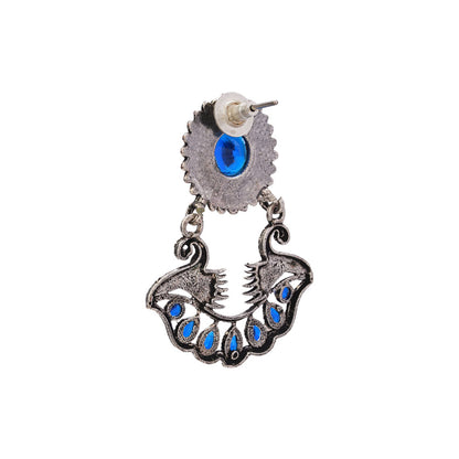 Marigold gem stone studded dangler earrings (Blue)