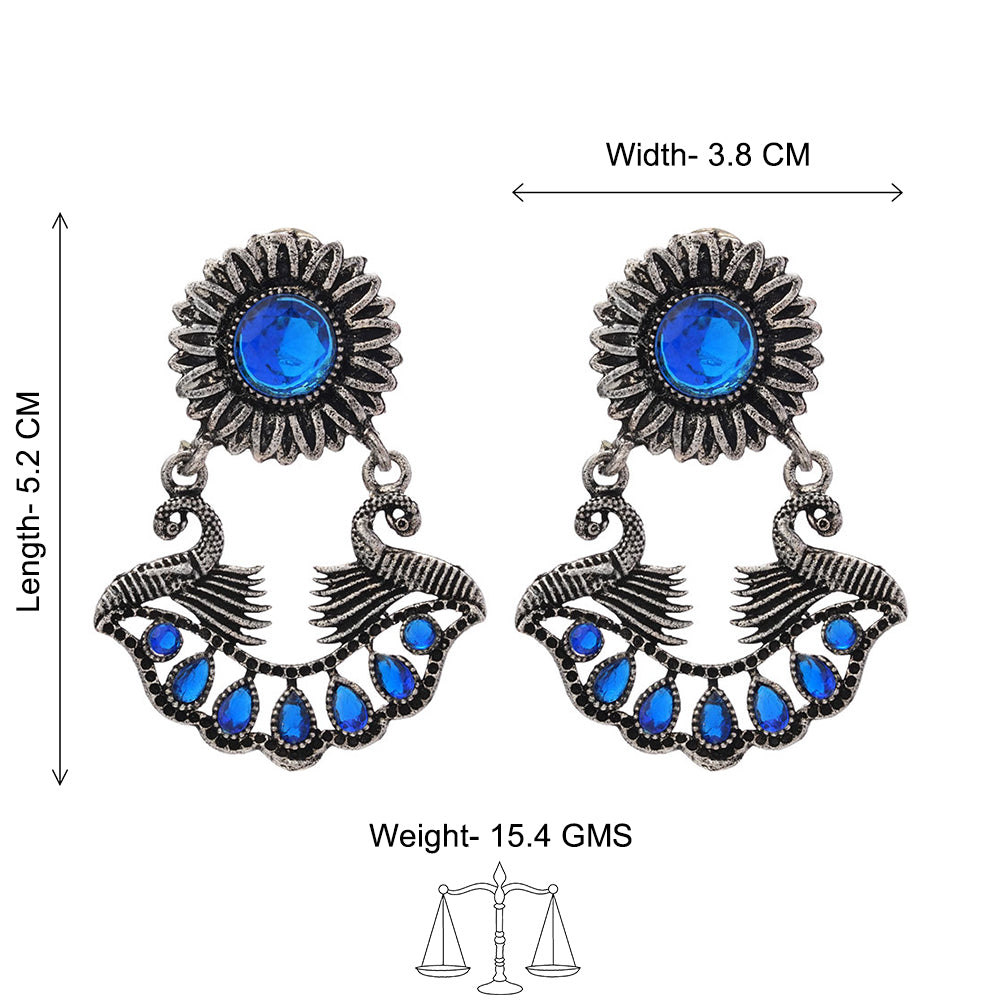 Marigold gem stone studded dangler earrings (Blue)