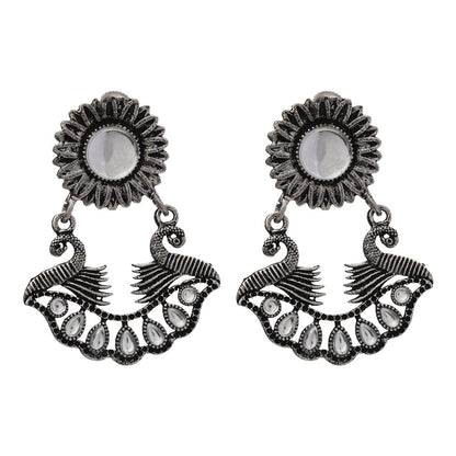 Marigold gem stone studded dangler earrings (White)
