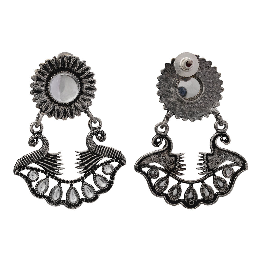Marigold gem stone studded dangler earrings (White)
