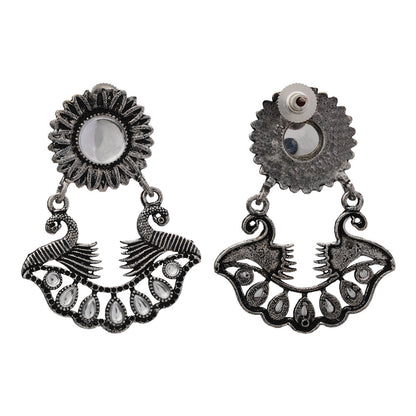 Marigold gem stone studded dangler earrings (White)