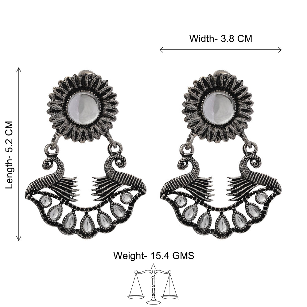 Marigold gem stone studded dangler earrings (White)