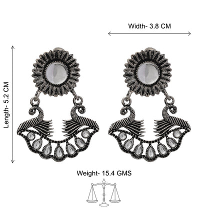 Marigold gem stone studded dangler earrings (White)