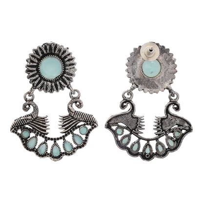 Marigold gem stone studded dangler earrings (Mint)