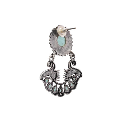 Marigold gem stone studded dangler earrings (Mint)