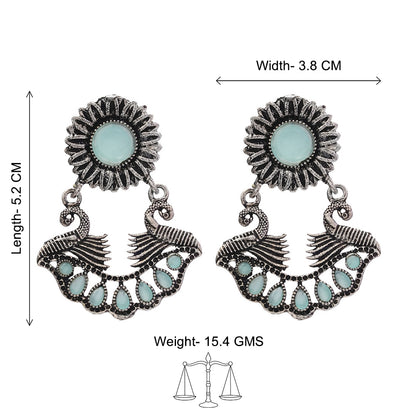 Marigold gem stone studded dangler earrings (Mint)