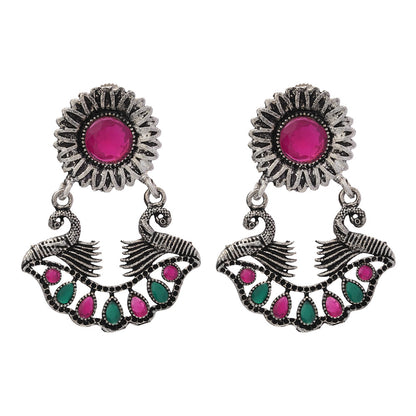 Marigold gem stone studded dangler earrings (Multicolored)