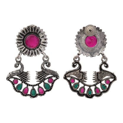 Marigold gem stone studded dangler earrings (Multicolored)