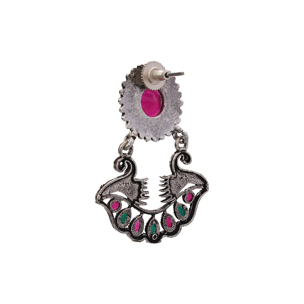 Marigold gem stone studded dangler earrings (Multicolored)