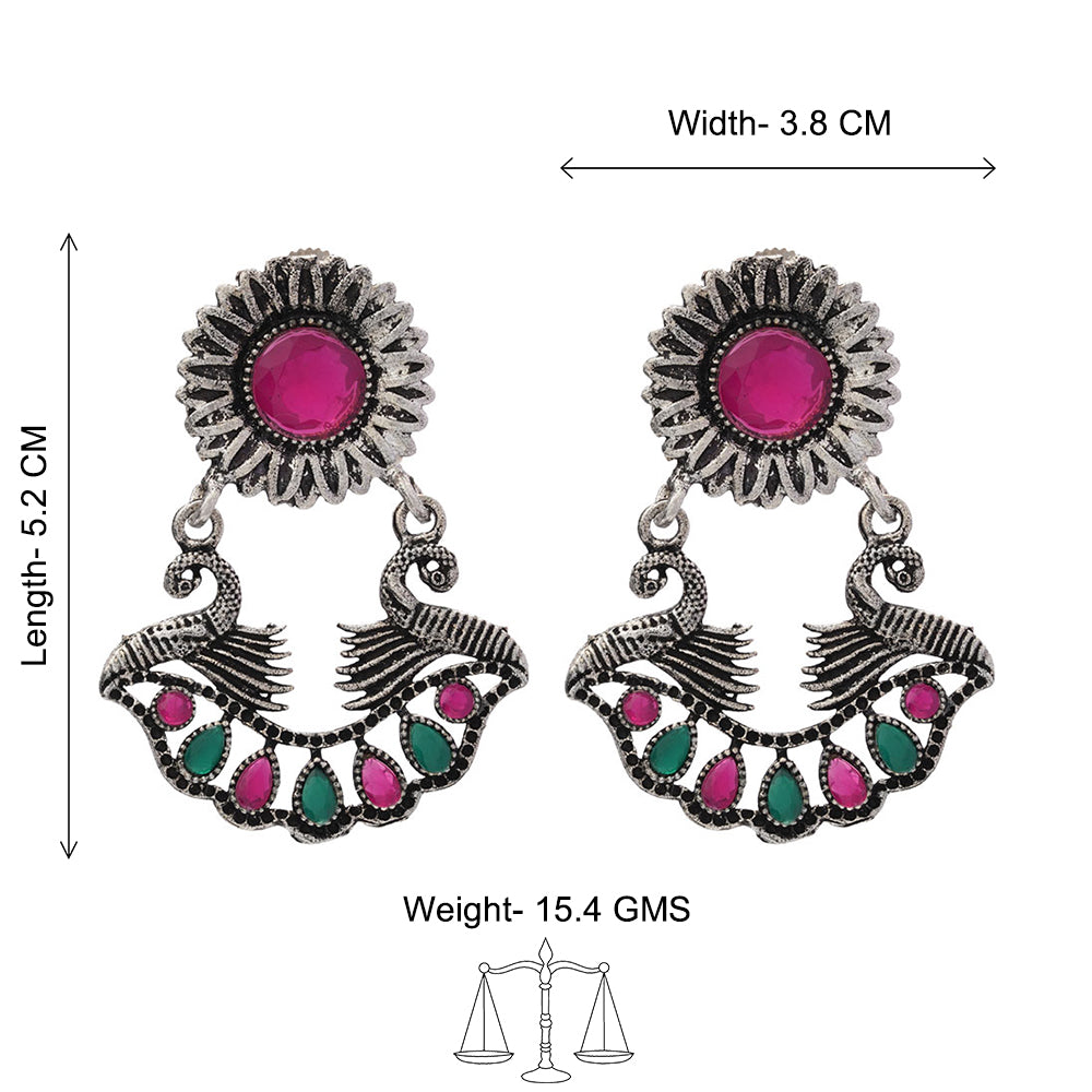 Marigold gem stone studded dangler earrings (Multicolored)