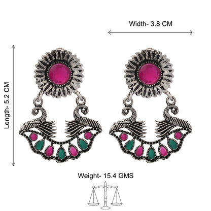 Marigold gem stone studded dangler earrings (Multicolored)