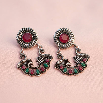 Marigold gem stone studded dangler earrings (Multicolored)
