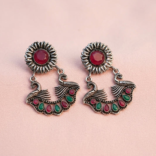Marigold gem stone studded dangler earrings (Multicolored)
