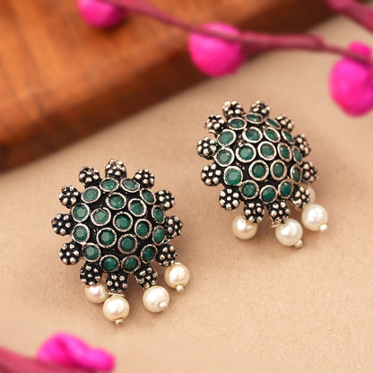 Stone Dome stud earrings (Green)