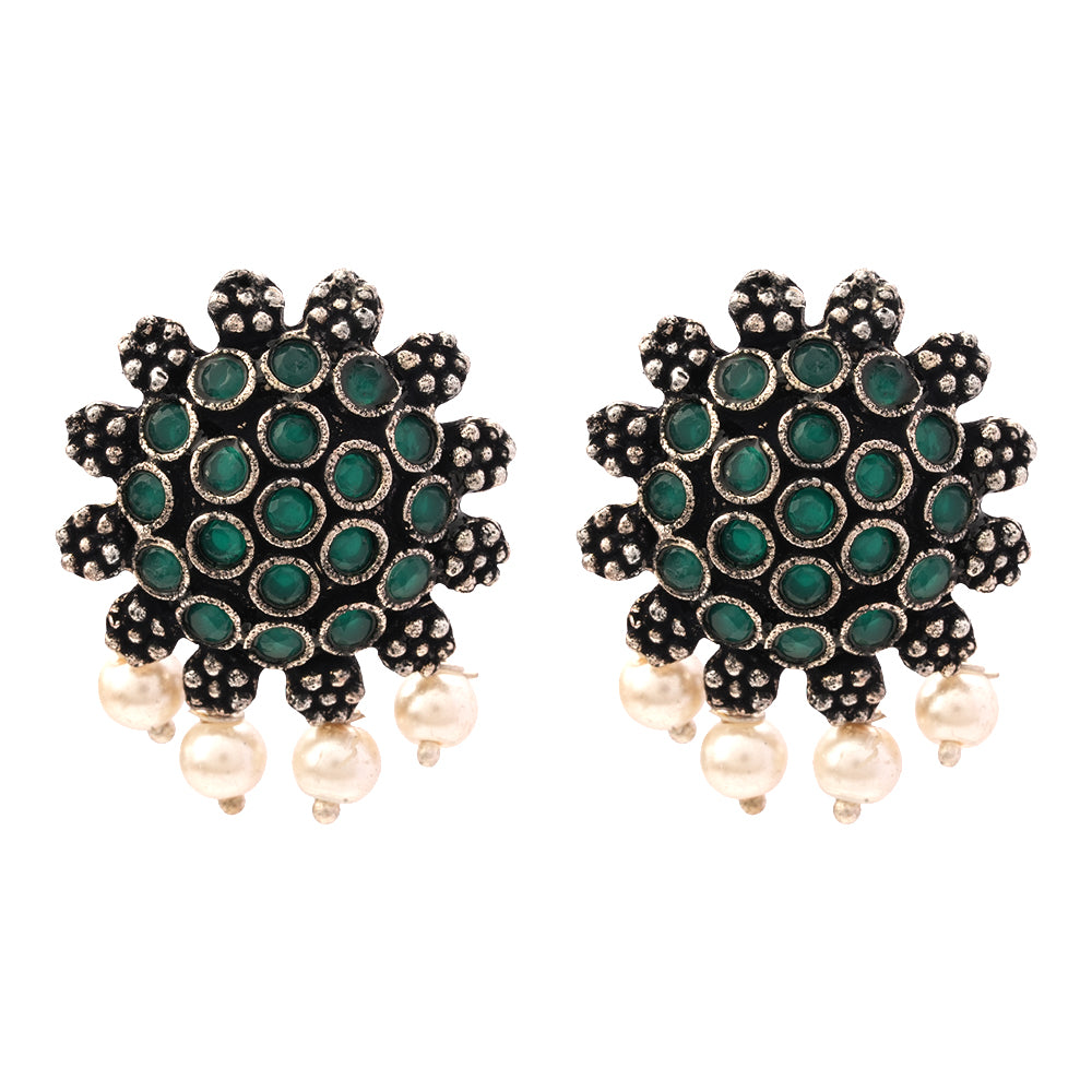 Stone Dome stud earrings (Green)