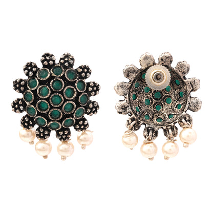 Stone Dome stud earrings (Green)