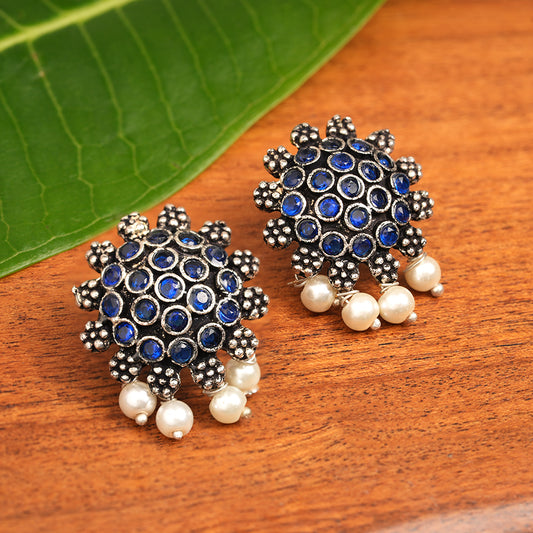 Stone Dome stud earrings (Blue)