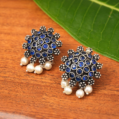 Stone Dome stud earrings (Blue)
