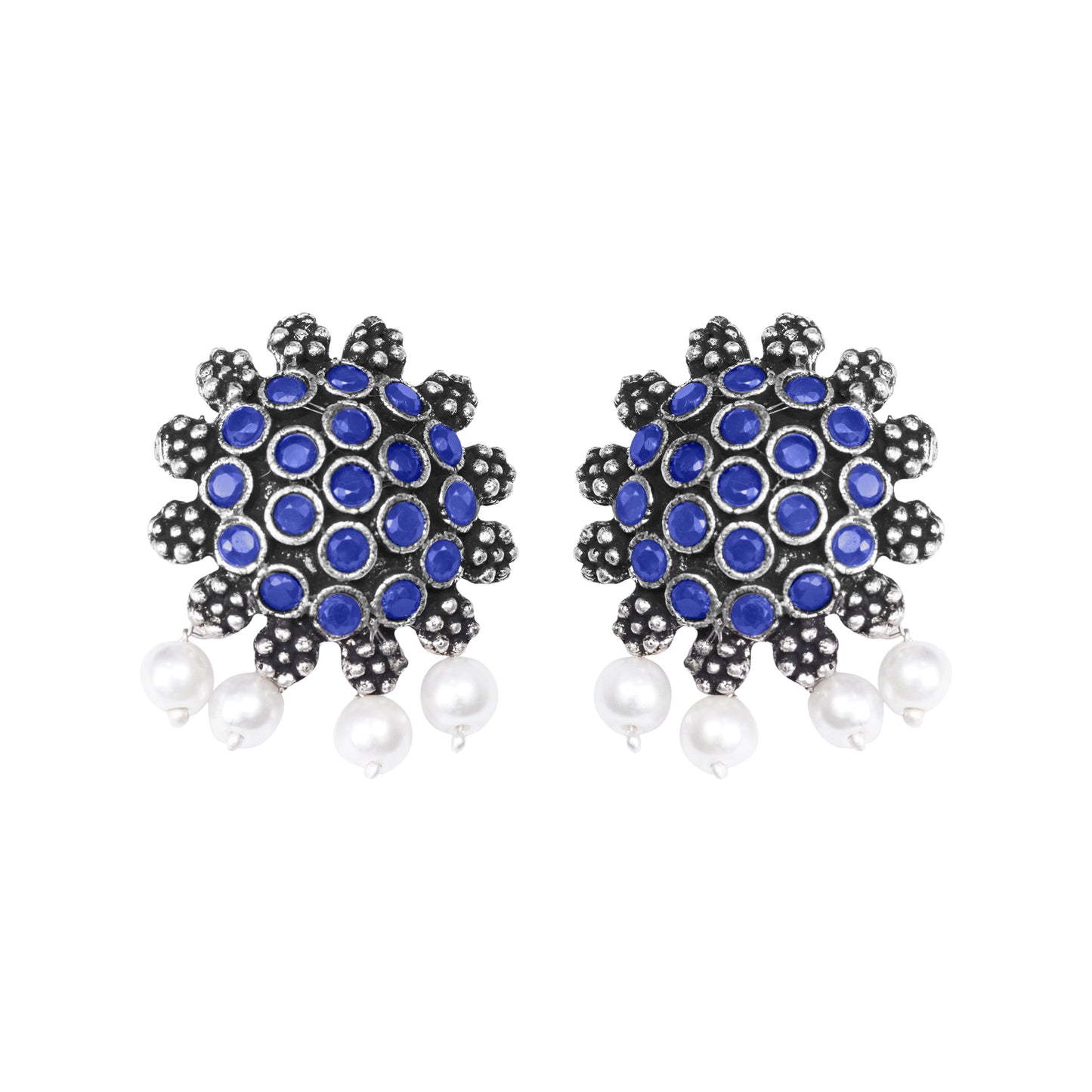 Stone Dome stud earrings (Blue)