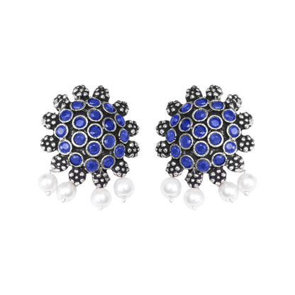 Stone Dome stud earrings (Blue)