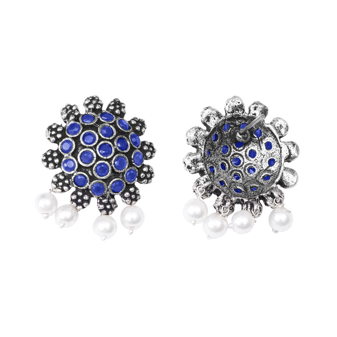 Stone Dome stud earrings (Blue)