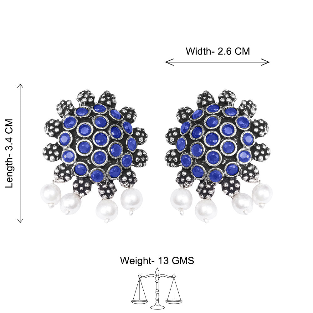 Stone Dome stud earrings (Blue)