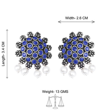 Stone Dome stud earrings (Blue)
