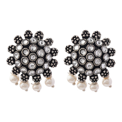 Stone Dome stud earrings (White)