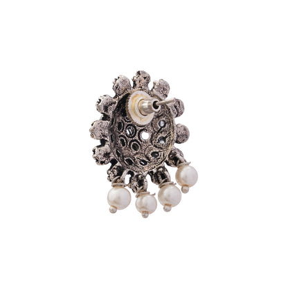 Stone Dome stud earrings (White)