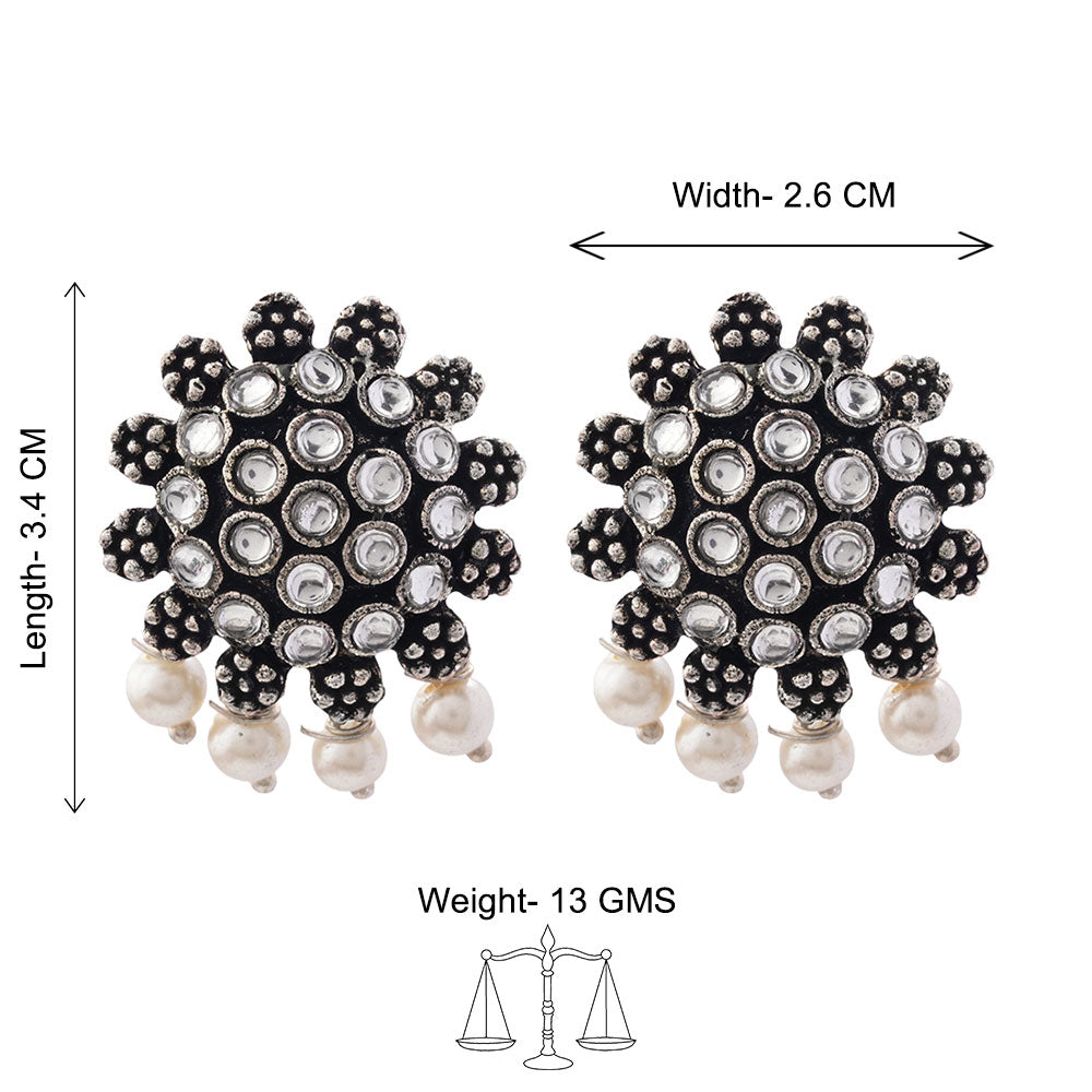Stone Dome stud earrings (White)