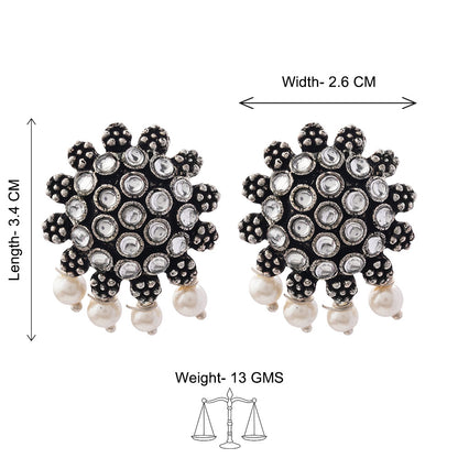 Stone Dome stud earrings (White)