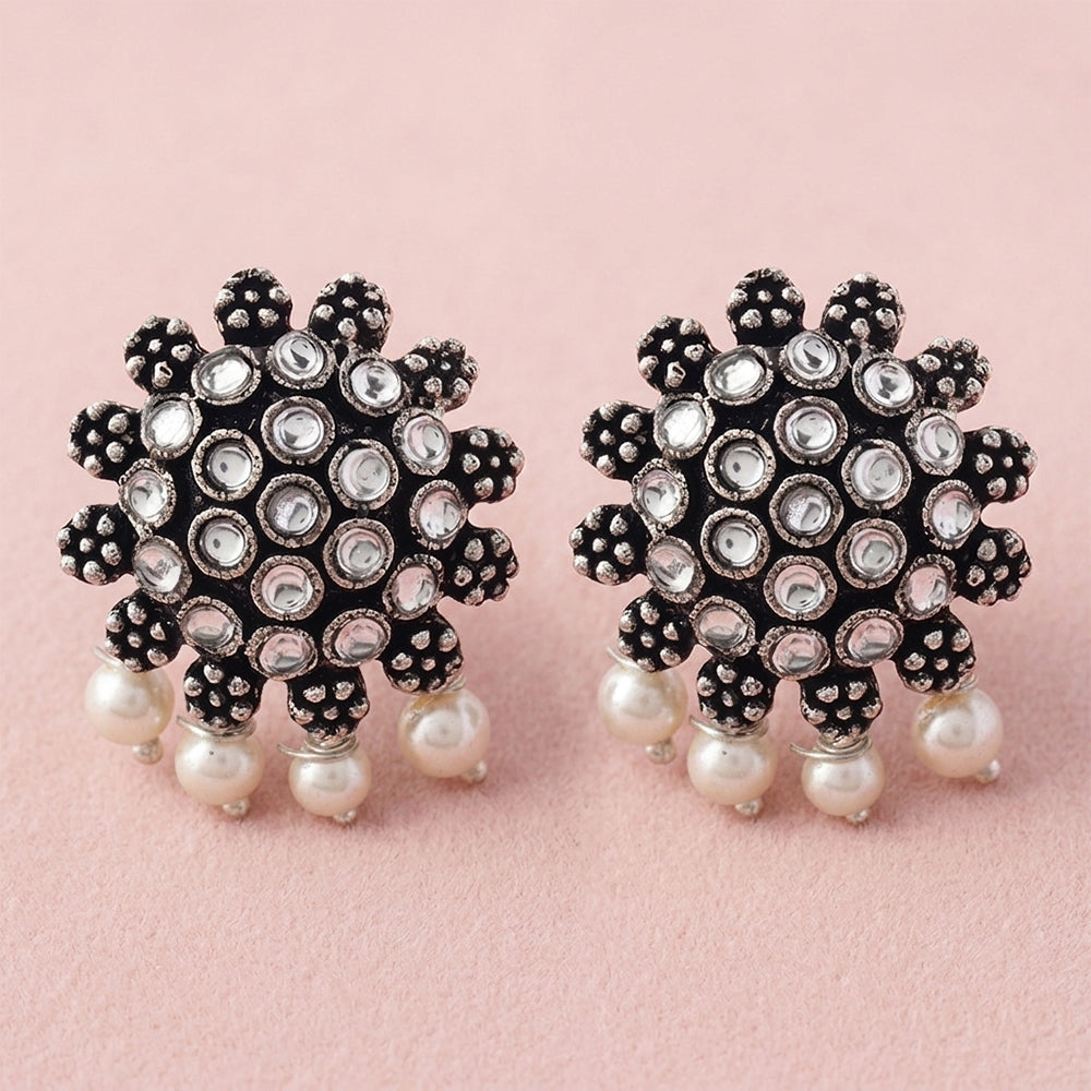Stone Dome stud earrings (White)