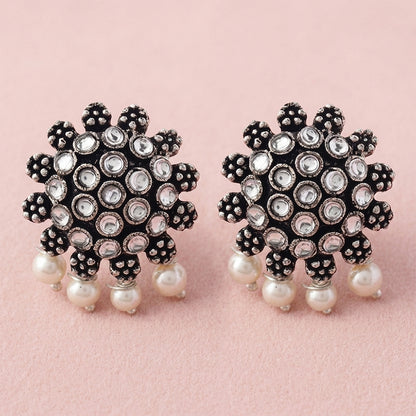 Stone Dome stud earrings (White)